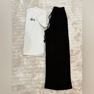 2 Pcs Women’s White T-shirt and Black sweatpants